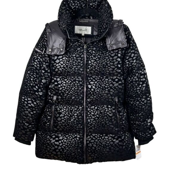 Diane von Furstenberg Metallic Animal Print Down Feather Puffer Jacket Coat Size - Picture 2 of 15